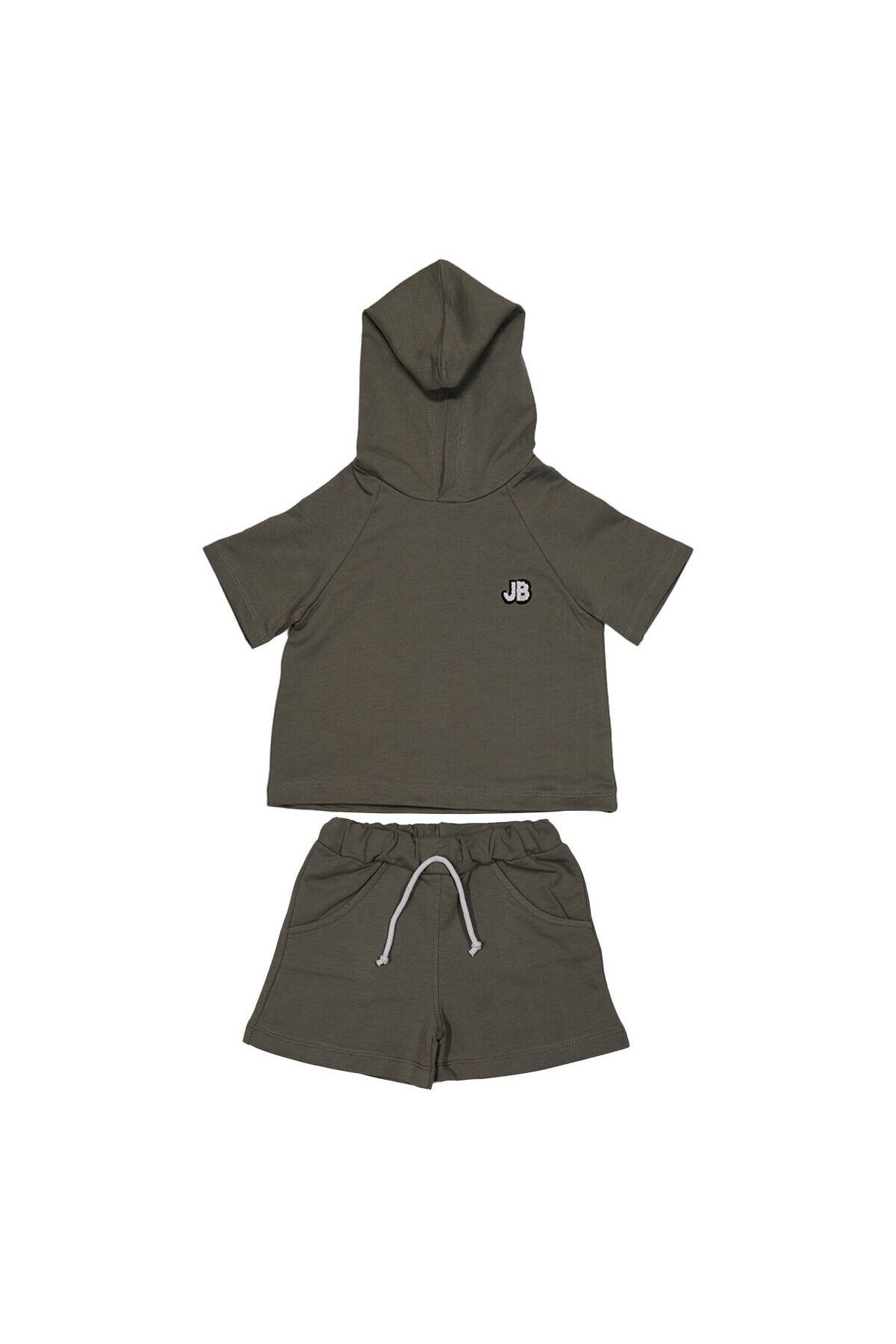 Jikko Baby Oversize Kapüşonlu Şortlu Yazlık Bebek Takım - Oversize Kapüşonlu Kısa Kollu Tişört ve Şort