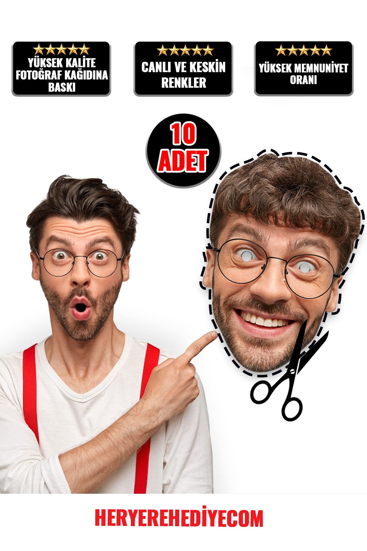 heryerehediye Kişiye Özel Resimden Karton Yüz Maskesi 10 Adet (LASTİKLİ KULLANIMA HAZIR)