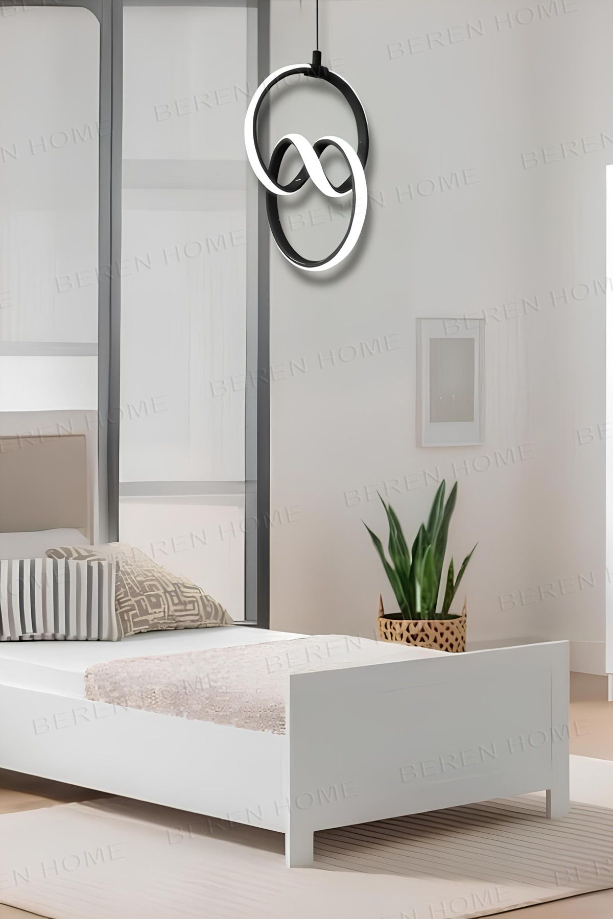 BEREN HOME Eva Black Tek Renk Modern Sarkıt Led Avize