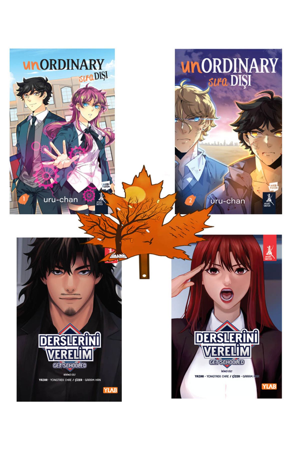 Artemis Yayınları çizgi roman 4kitap- manga - Unordinary - Sıradışı 1 ve 2 -ve- derslerini verelim -kitap ayracı-anime