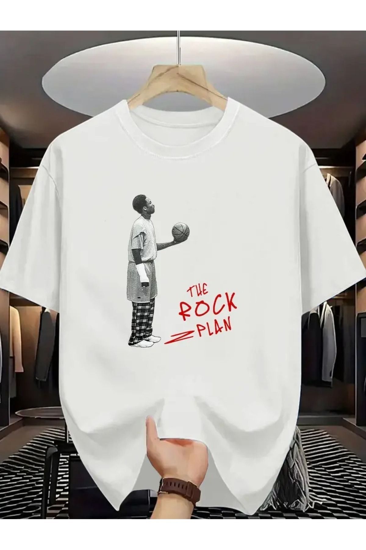 MANCY Unisex The Rock Plan Baskılı Oversize %100 Pamuk T-shirt