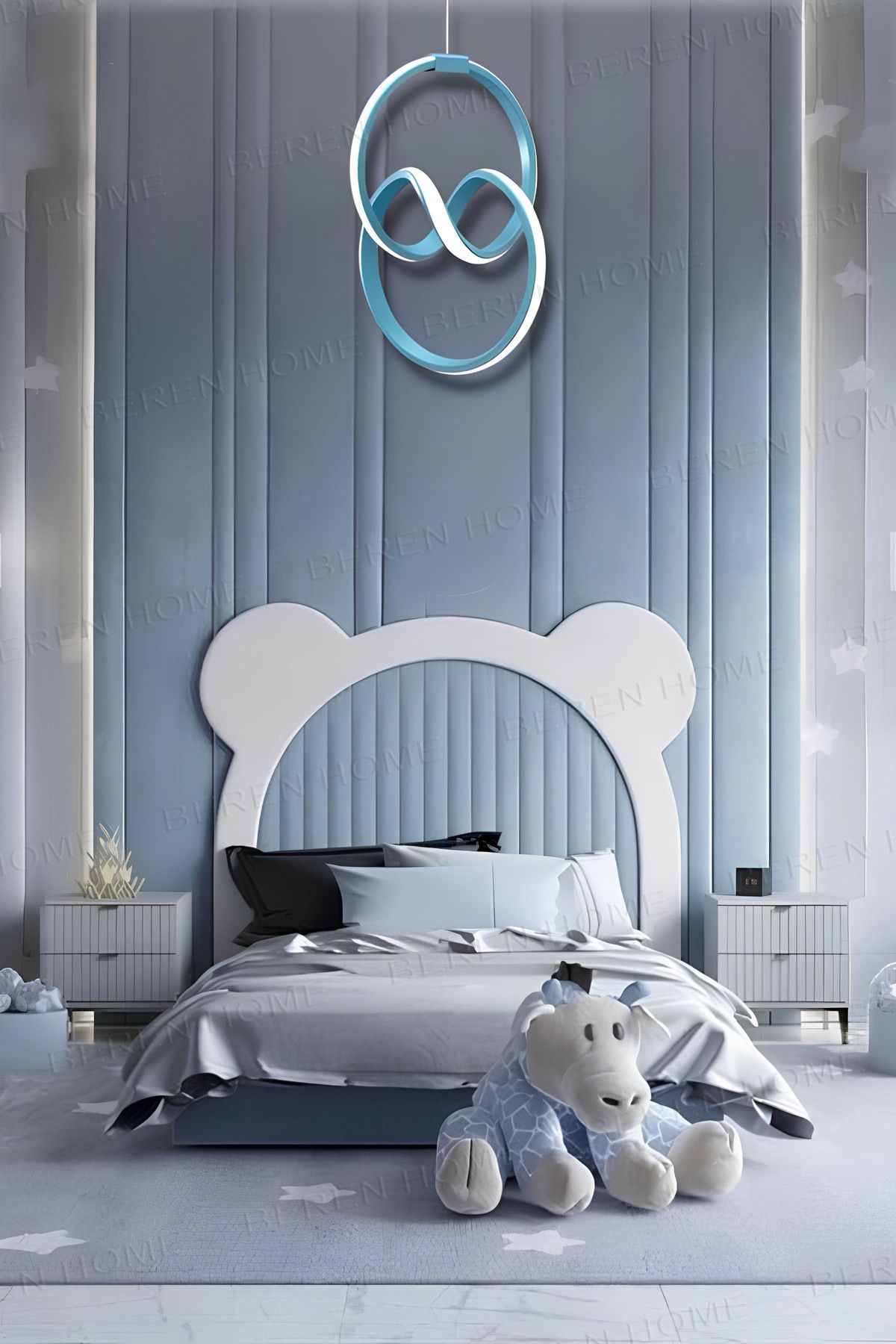 BEREN HOME Eva Mavi Tek Renk Modern Sarkıt Led Avize
