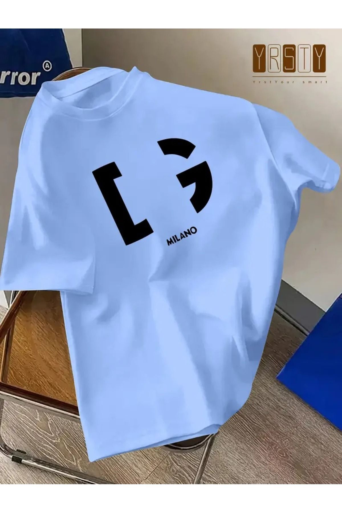 MANCY Unisex Milano Baskılı Oversize %100 Pamuk T-shirt