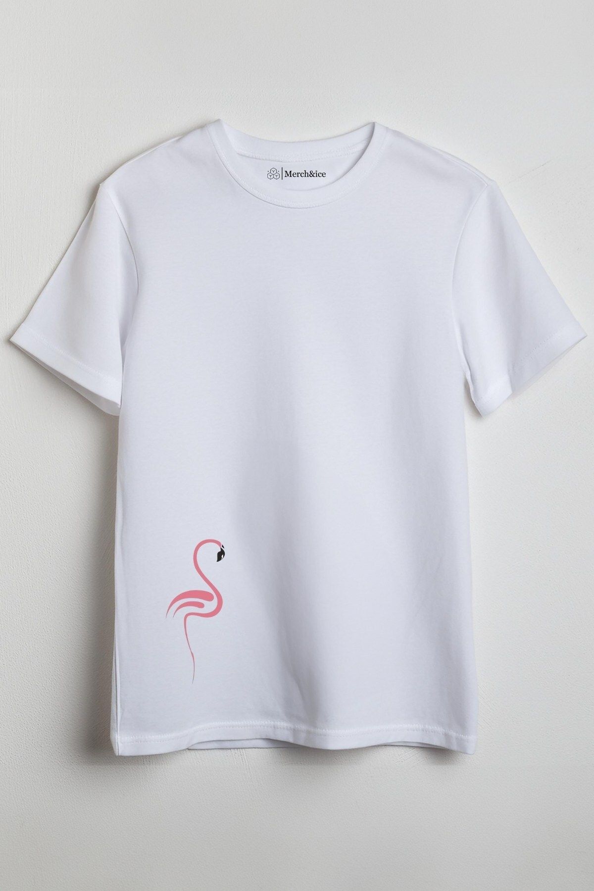 Merch&ice Çizgili Flamingo Baskılı Unisex T-Shirt