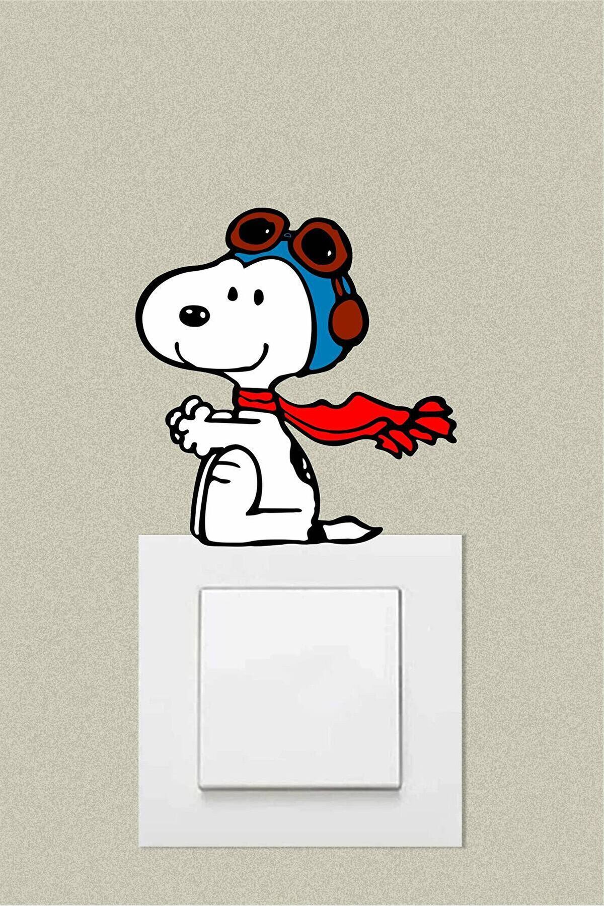 hediyenebak Sevimli Pilot Köpek Dekoratif Priz Sticker 10 x 10 cm
