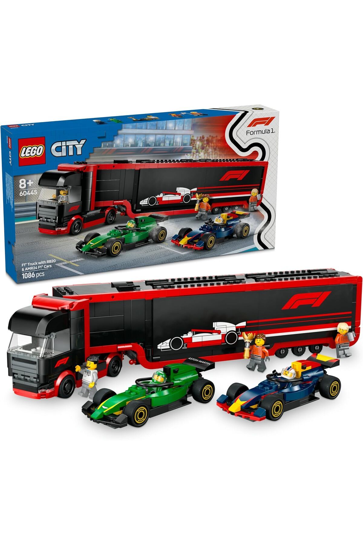 STOREMAX lvnmblya City RB20 ve AMR24 F1 Arabalı F1 Kamyonu 60445-8 Yaş ve Üzeri Çocuklar için Yarış Ar