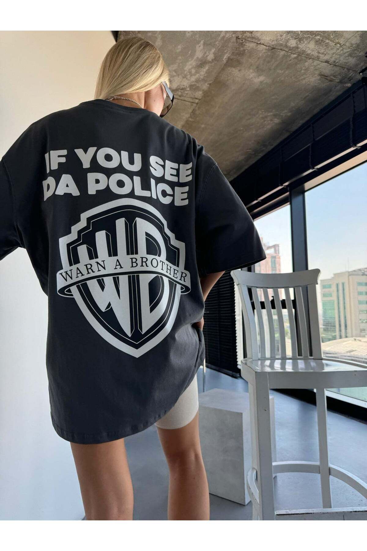 MANCY Unisex Warn'a Brother Baskılı Oversize %100 Pamuk T-shirt