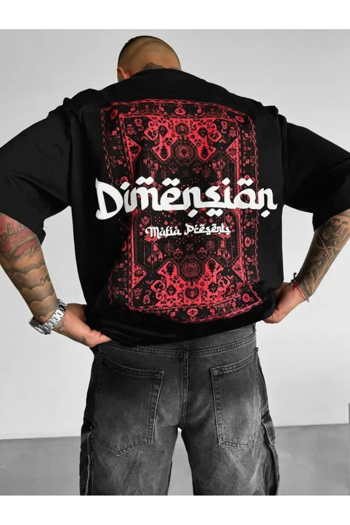 MANCY Unisex Halı Desen Baskılı Oversize %100 Pamuk T-shirt