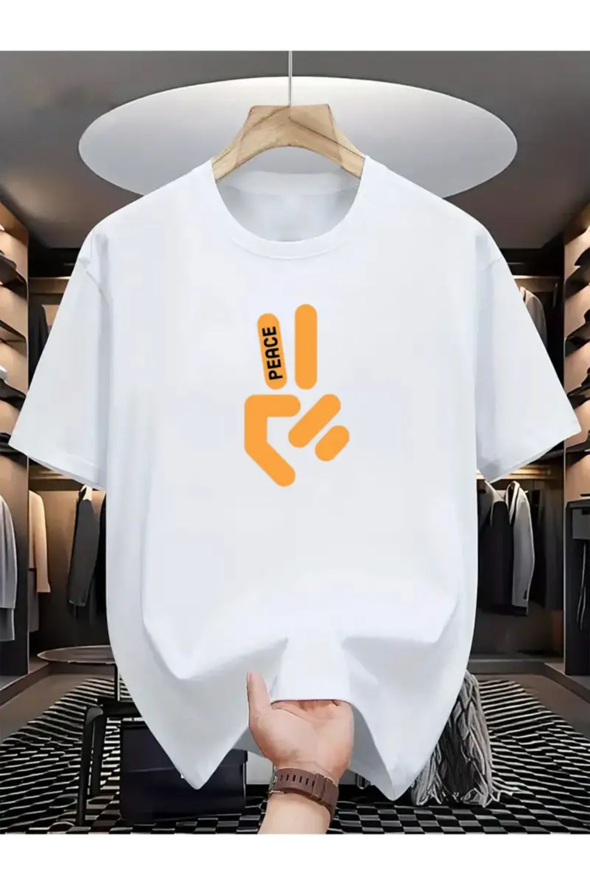 MANCY Unisex Peace Baskılı Oversize T-shirt