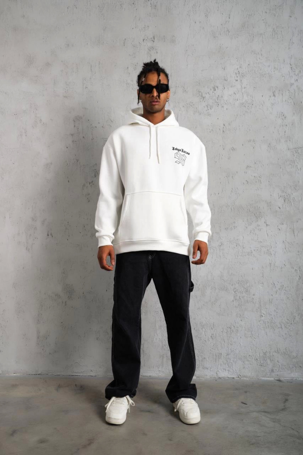 pilelistore 98 Baskılı Kapşonlu Sweat - Beyaz fotoğrafı 5 (önizleme)