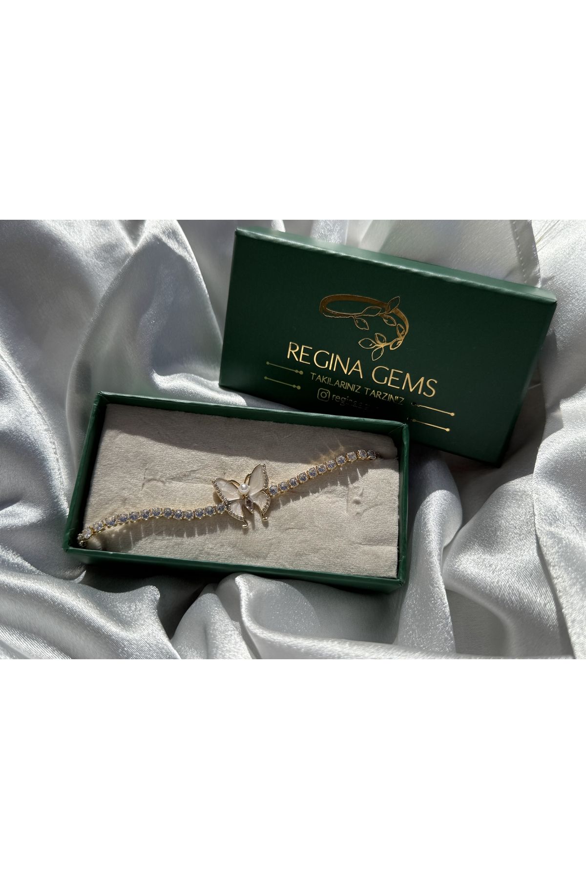 Regina Gems Kelebek Figürlü Tam Tur Taşlı Su Yolu Bileklik