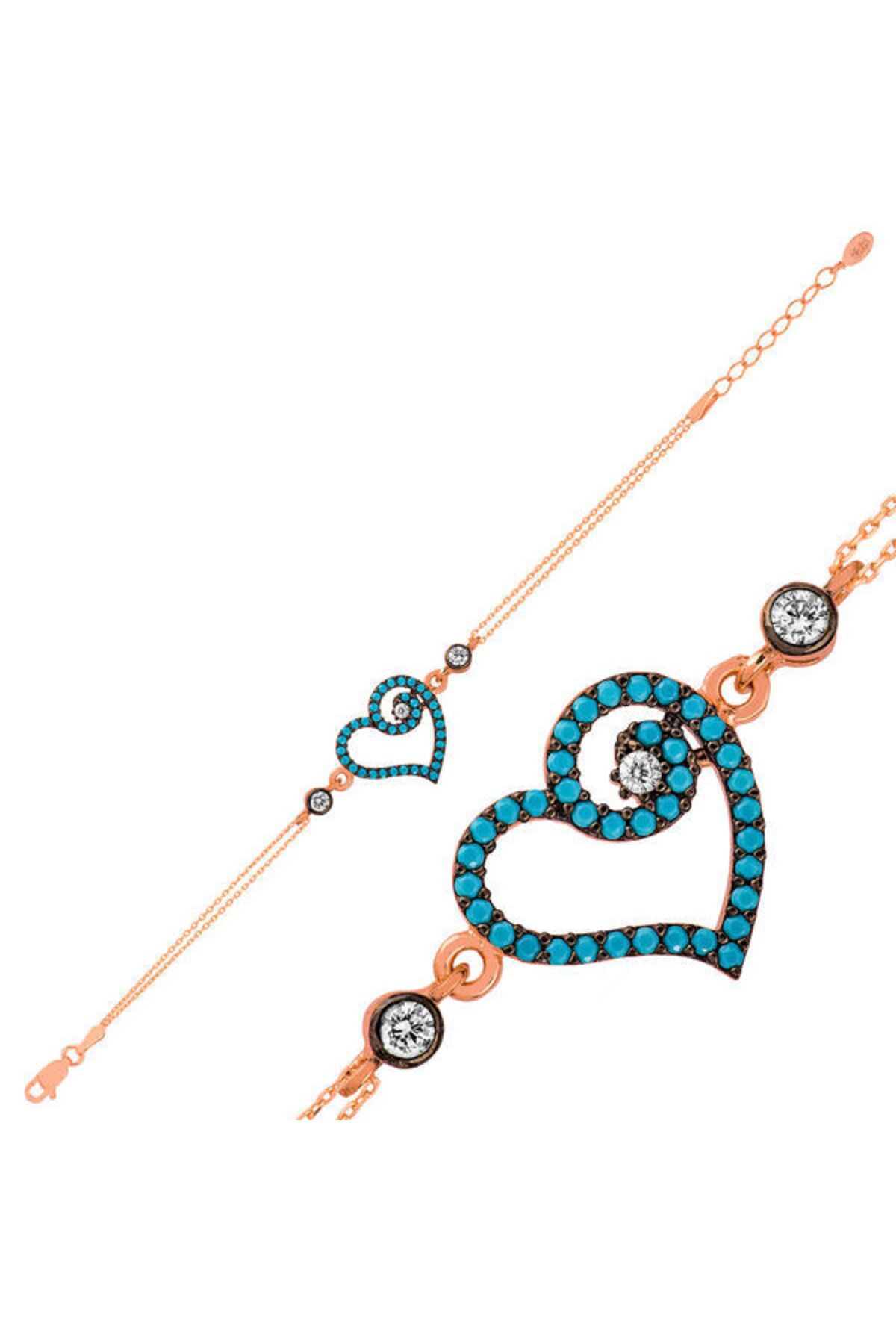 shop Rose Mavi Kalpli 925 Ayar Gümüş Bileklik