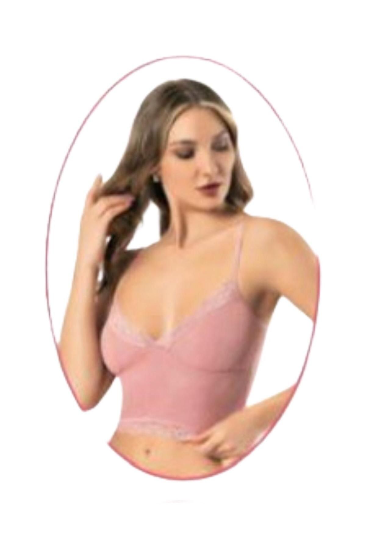 Lüx Wood 8112 KADIN DANTELLI PEDLİ CROP ASKILLI