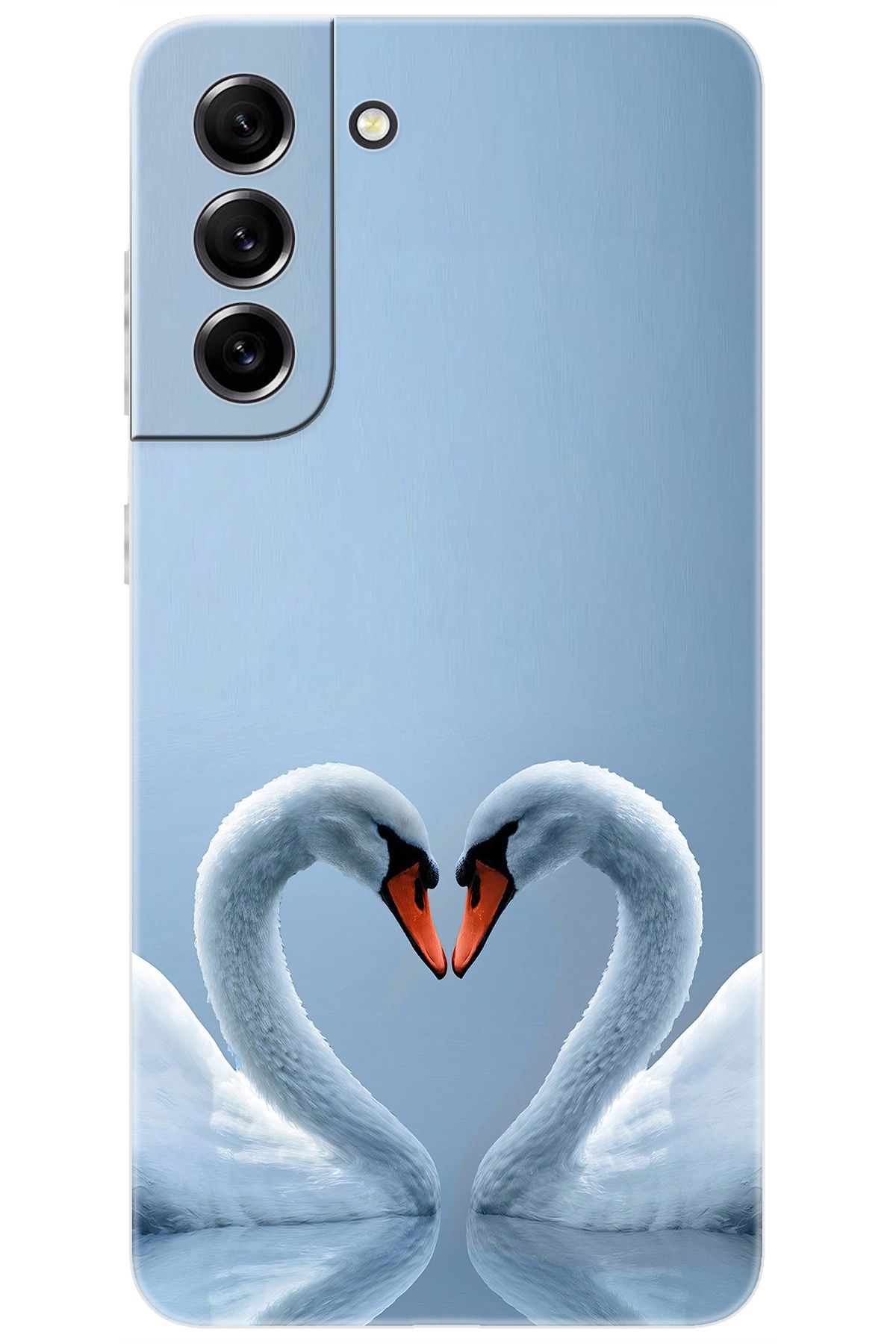 Ceppare Samsung Galaxy S21 FE (SM-G990E) Uyumlu Kılıf Desen Baskılı Silikon Kuğ ve Kalp STK:305 CP-AjxgqlK