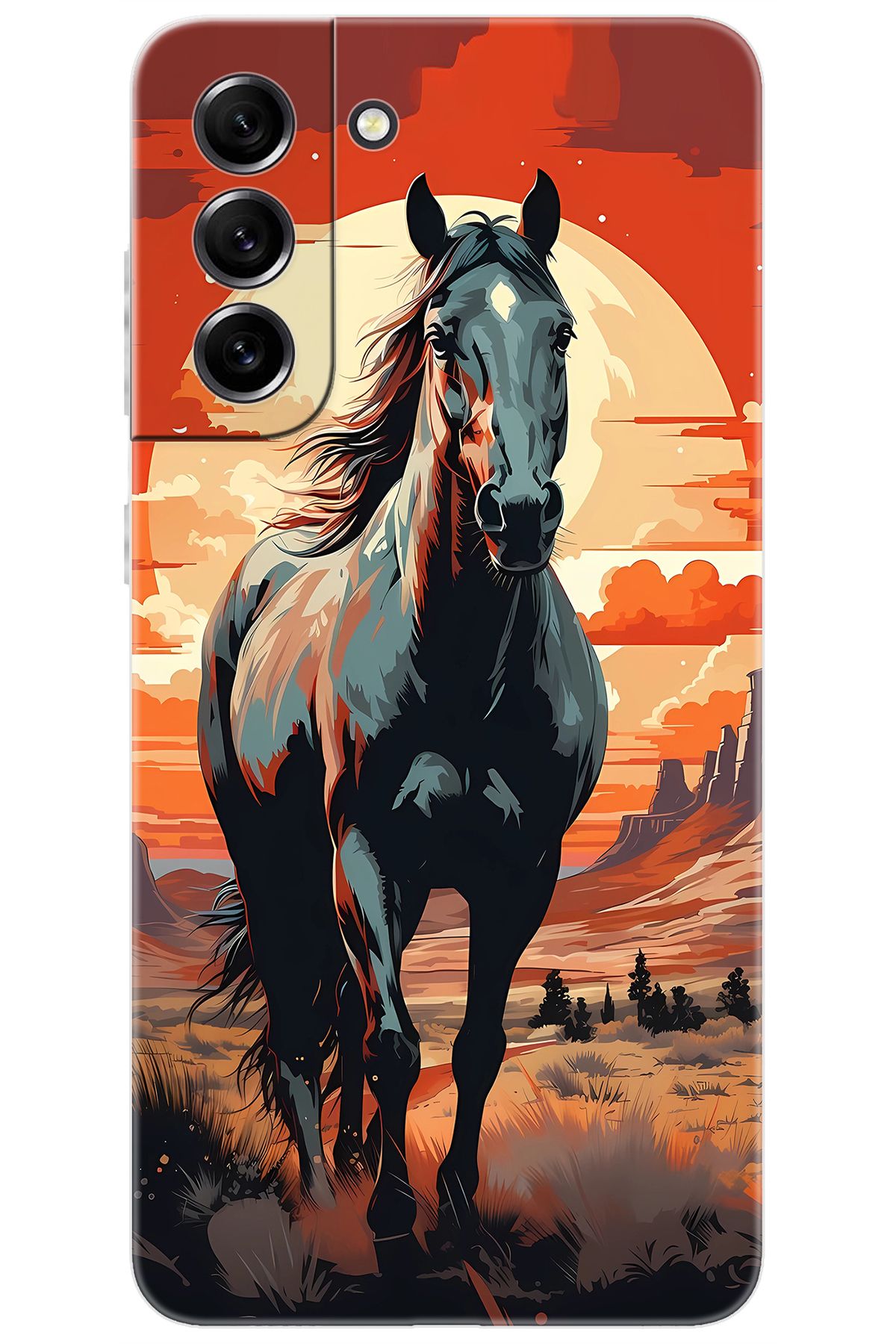 Ceppare Samsung Galaxy S21 FE (SM-G990E) Uyumlu Kılıf Desen Baskılı Silikon Western Atı STK:655 CP-CvgXFq7