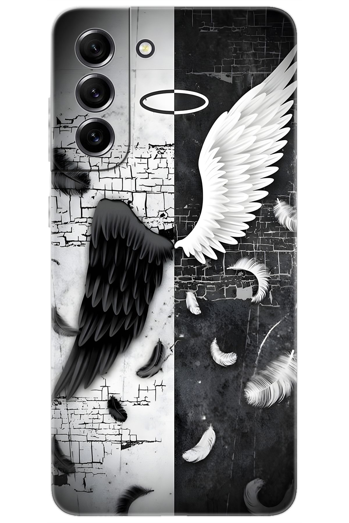 Ceppare Samsung Galaxy S21 FE (SM-G990E) Uyumlu Kılıf Desen Baskı Silikon Melek ve Şeytan STK:715 CP-FUTJmyY