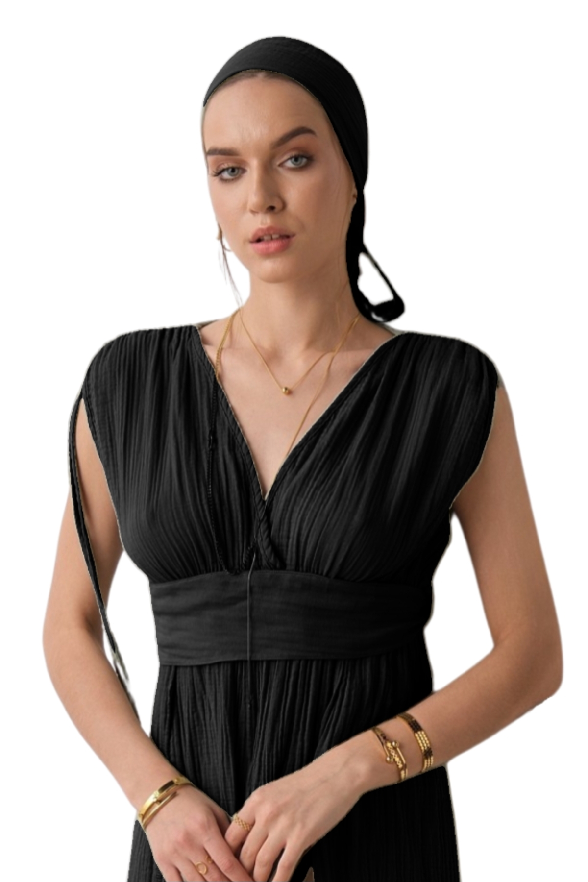 Muslin Dress, Summer Dress, Strappy Bohemian Dress, Braided Tie Detail Dress Black