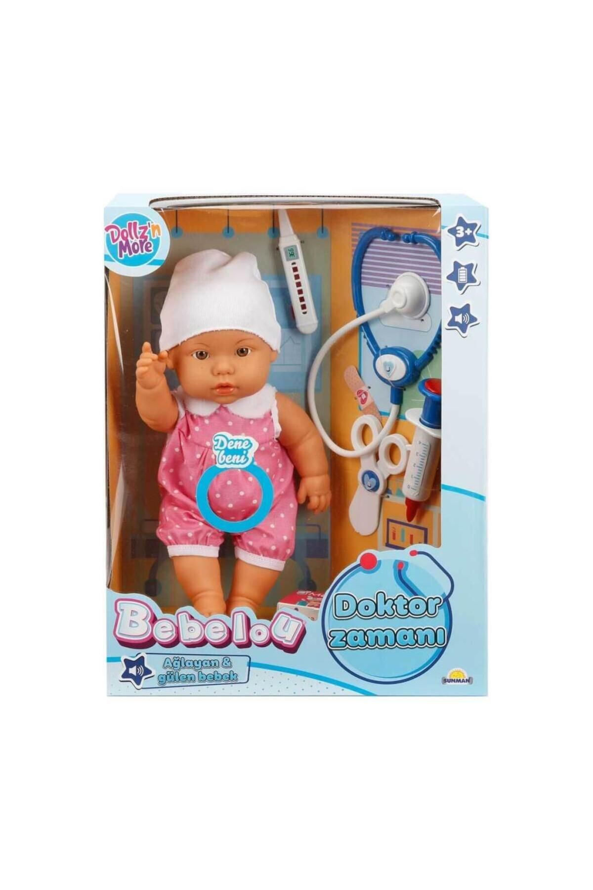 Skygo 30111 Bebelou Doktor Zamanı Sesli Bebek Seti 35 cm -Sunman
