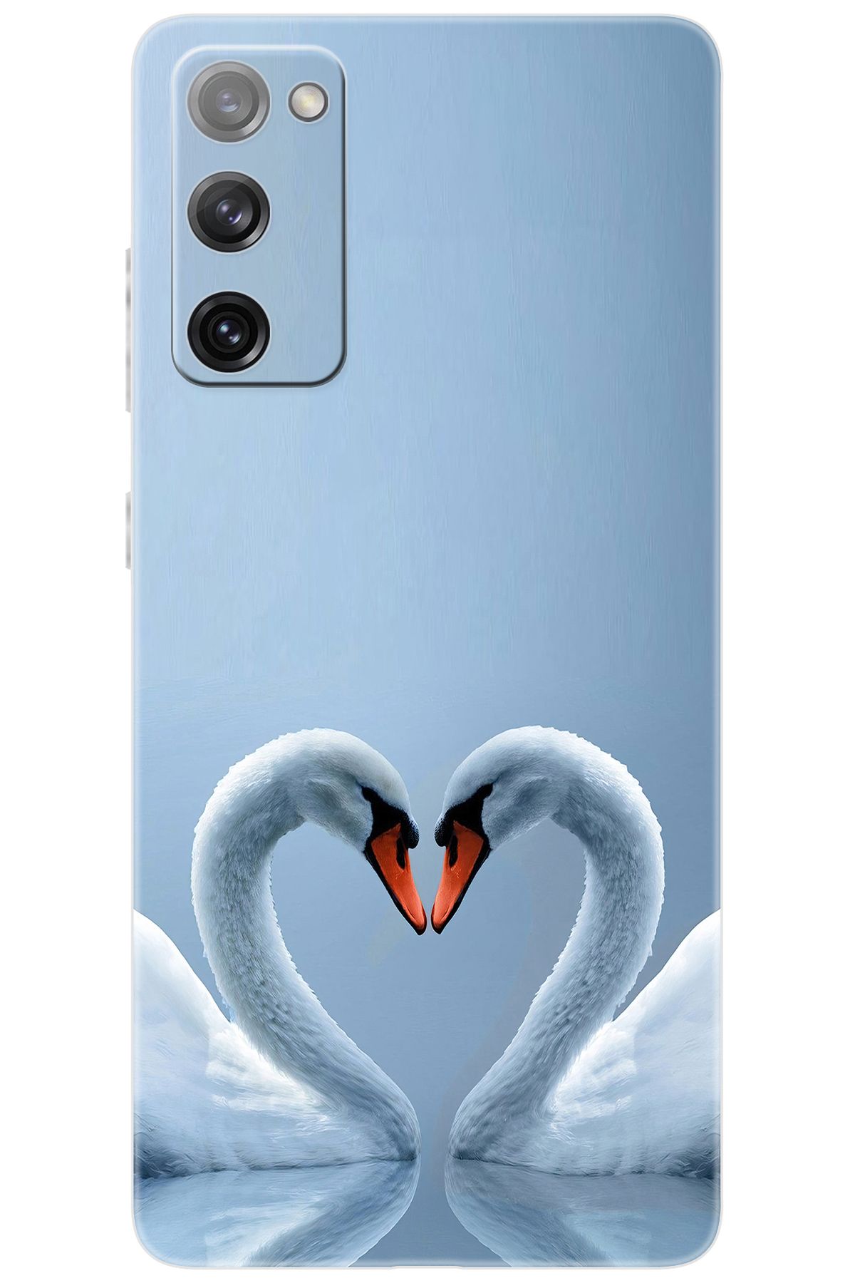 Ceppare Samsung Galaxy S20 FE (SM-G780G) Uyumlu Kılıf Desen Baskılı Silikon Kuğ ve Kalp STK:305 CP-INSmytZ