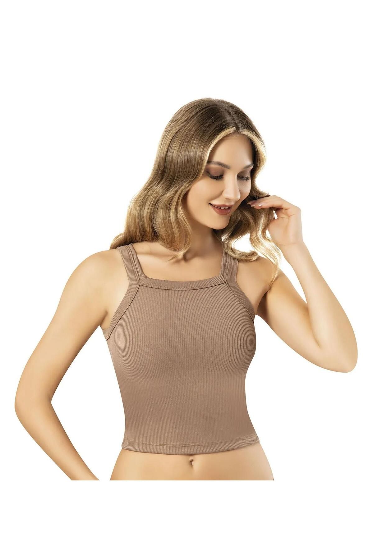 Lüx Wood 8154 KADIN PEDLİ CROP ASKILLI