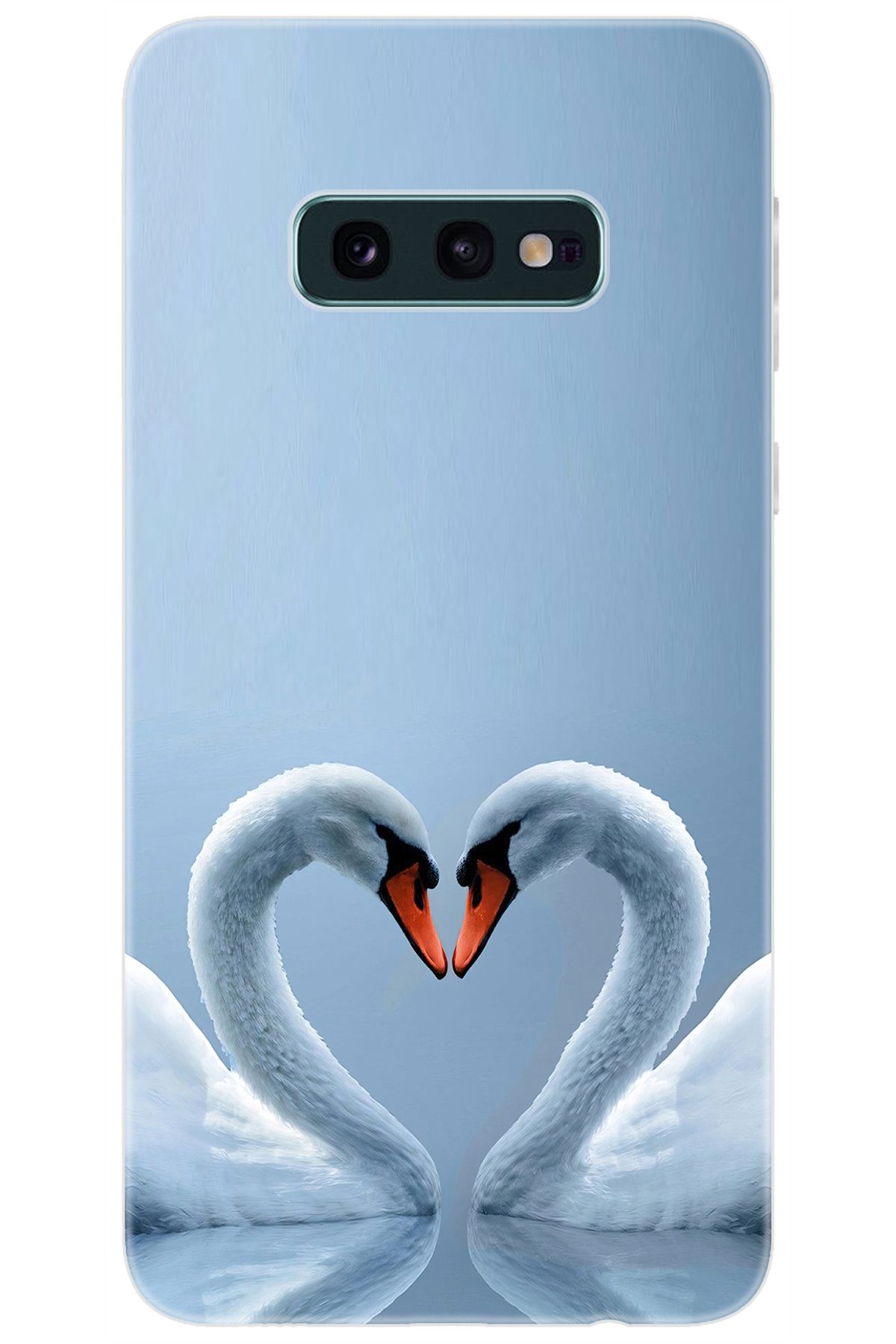 Ceppare Samsung Galaxy S10E (SM-G970F) Uyumlu Kılıf Desen Baskılı Silikon Kuğ ve Kalp STK:305 CP-6ZS5GiM