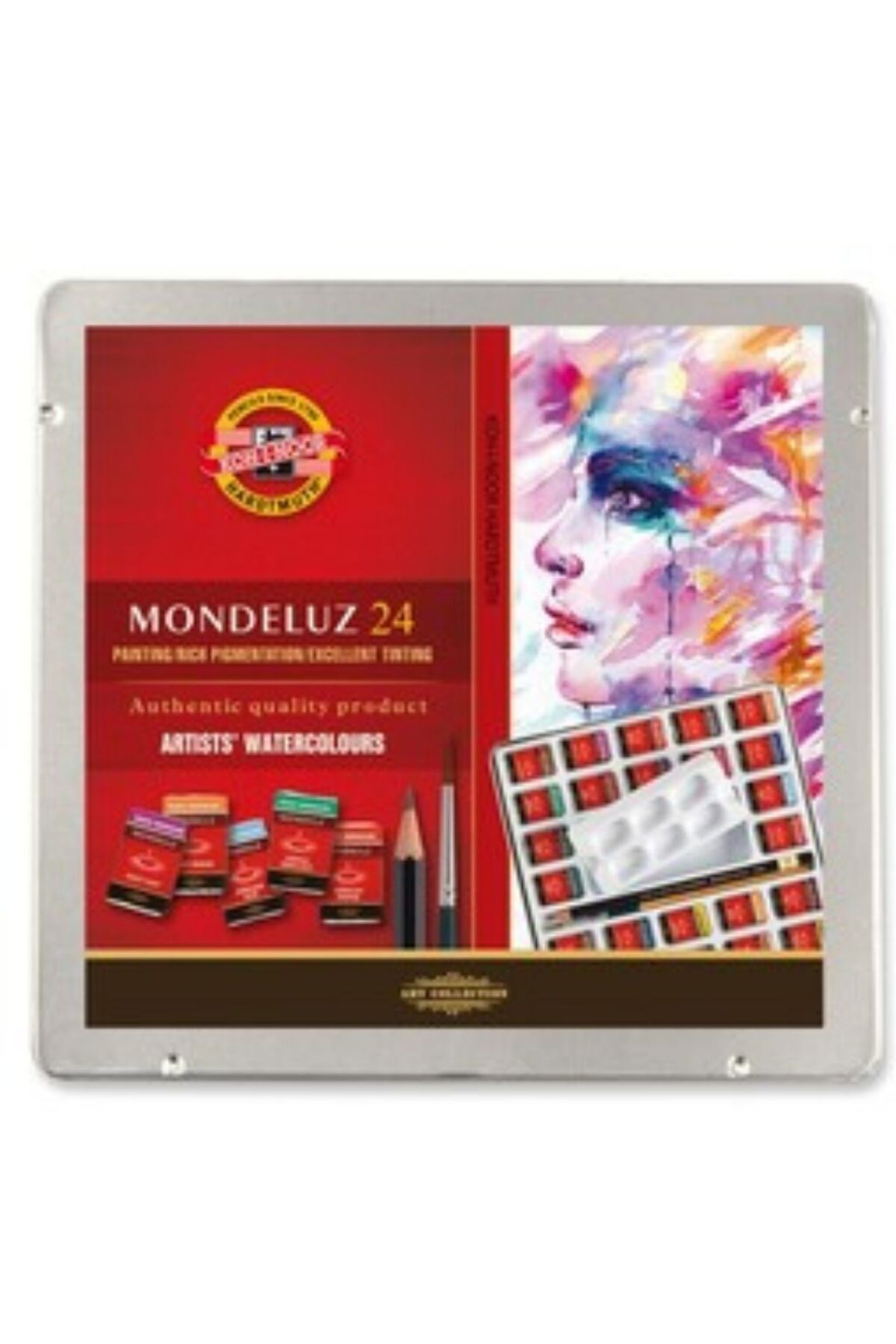 Koh-i Noor Koh-i-Noor Modeluz Metal Kutu Profesyonel Tablet Sulu Boya 24’lü Set