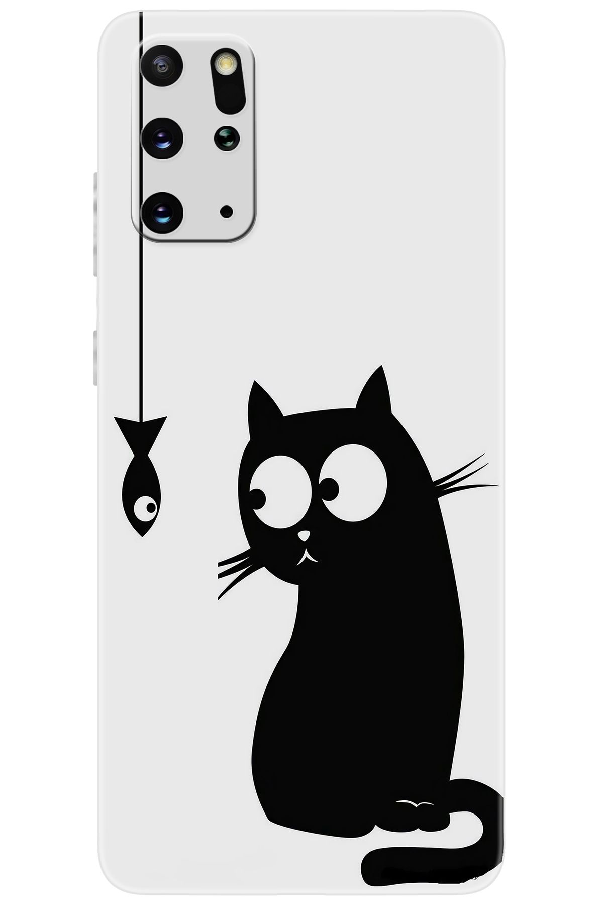 Ceppare Samsung Galaxy S20 PLUS (SM-G985F) Uyumlu Kılıf Desen Baskı Silikon Balık ve Kedi STK:747 CP-236Kgt3