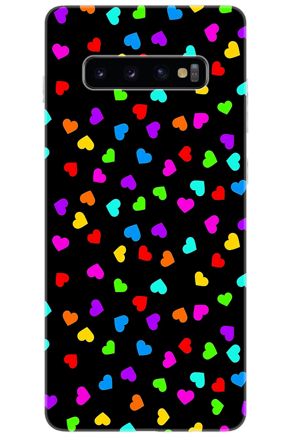Ceppare Samsung Galaxy S10 PLUS (SM-G975F) Uyumlu Kılıf Silikon Renkli Minik Kalpler STK:1017 CP-vKc2KtM