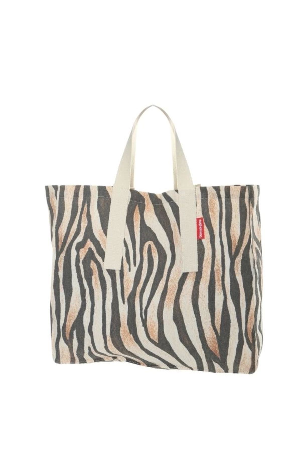 Angoravi Baghashtag Leopra Baskılı Gabardin Bez Çanta