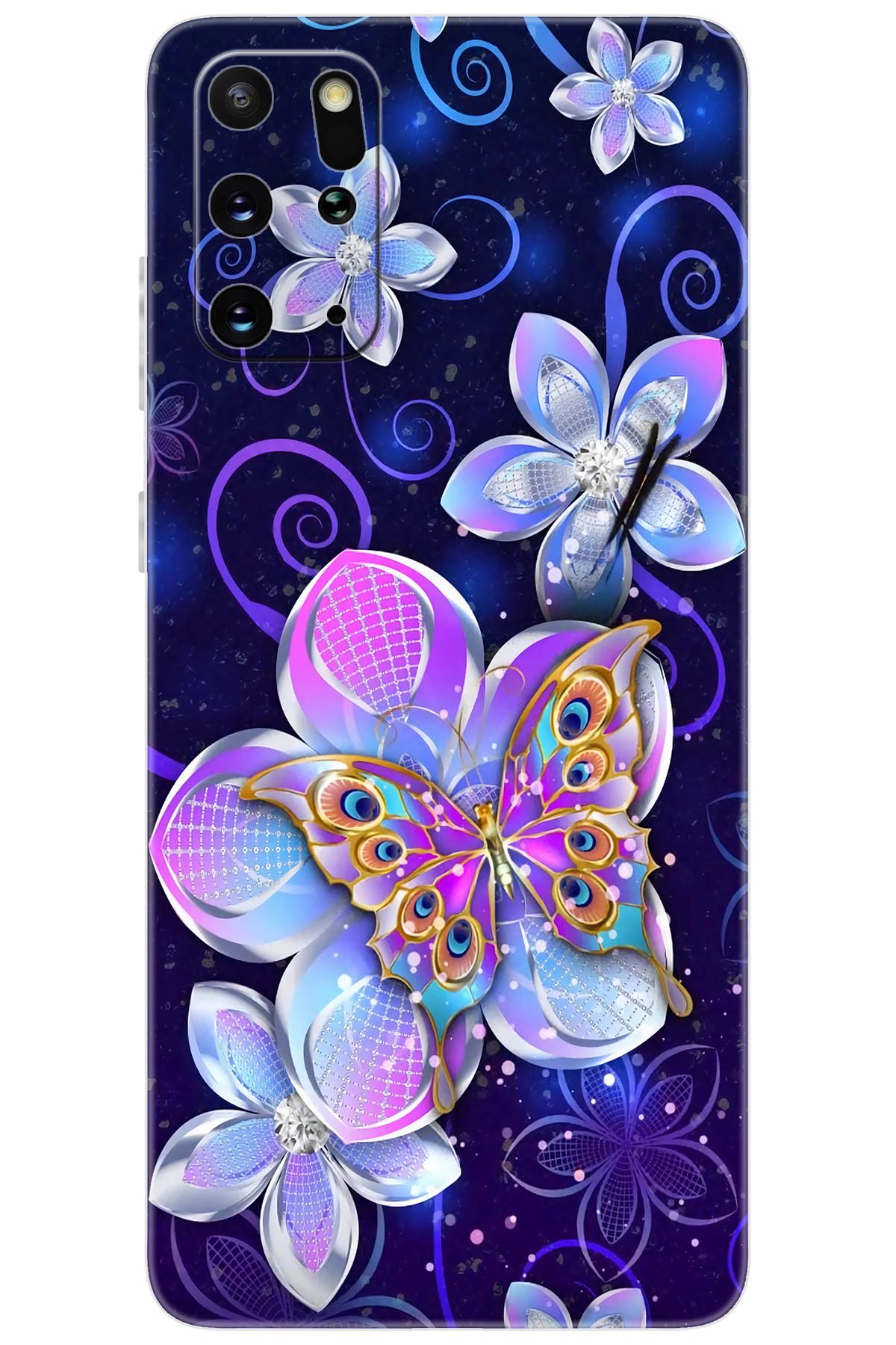 Ceppare Samsung Galaxy S20 PLUS (SM-G985F) Uyumlu Kılıf Desen Silikon Kelebek ve Çiçekler STK:718 CP-TO5QwKo