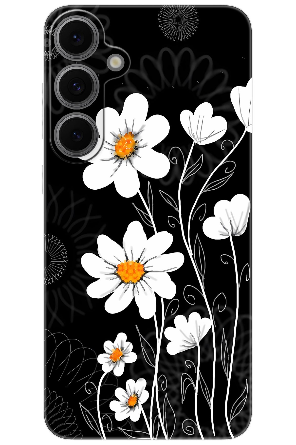 Ceppare Samsung Galaxy S24 FE (SM-S721B) Uyumlu Kılıf Desen Baskılı Silikon Papatya STK:693 CP-tgh3jj1