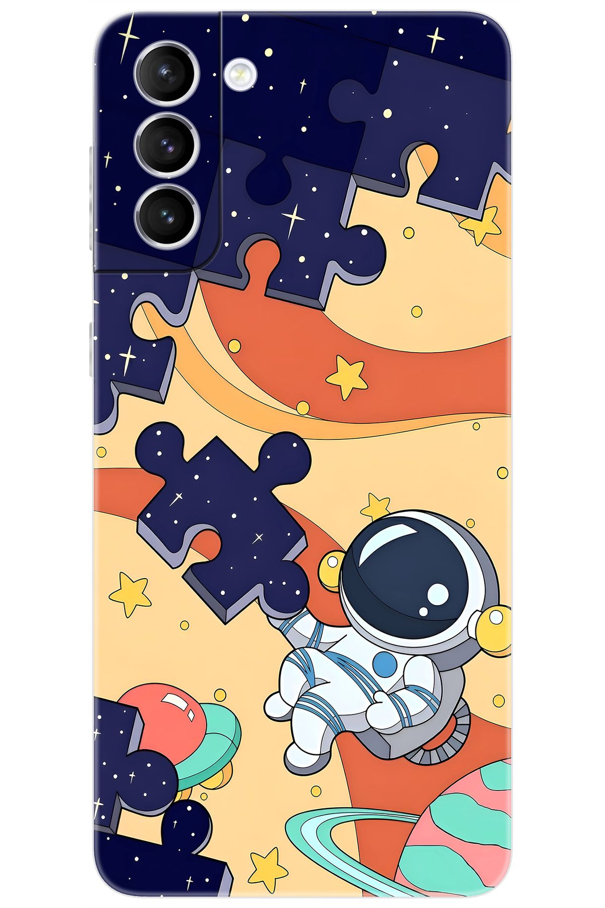 Ceppare Samsung Galaxy S21 PLUS (SM-G996B) Uyumlu Kılıf Desen Baskılı Silikon Astronot STK:646 CP-vD9I5iH