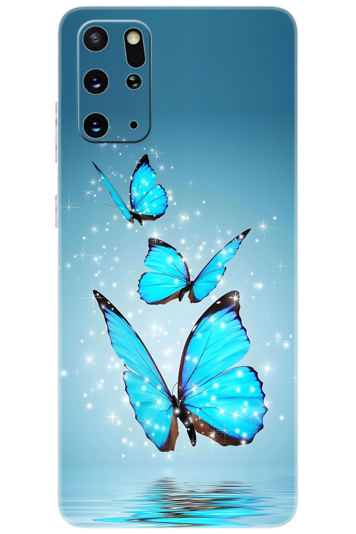 Ceppare Samsung Galaxy S20 PLUS (SM-G985F) Uyumlu Kılıf Desen Baskı Silikon Mavi Kelebek STK:710 CP-imbdYQt
