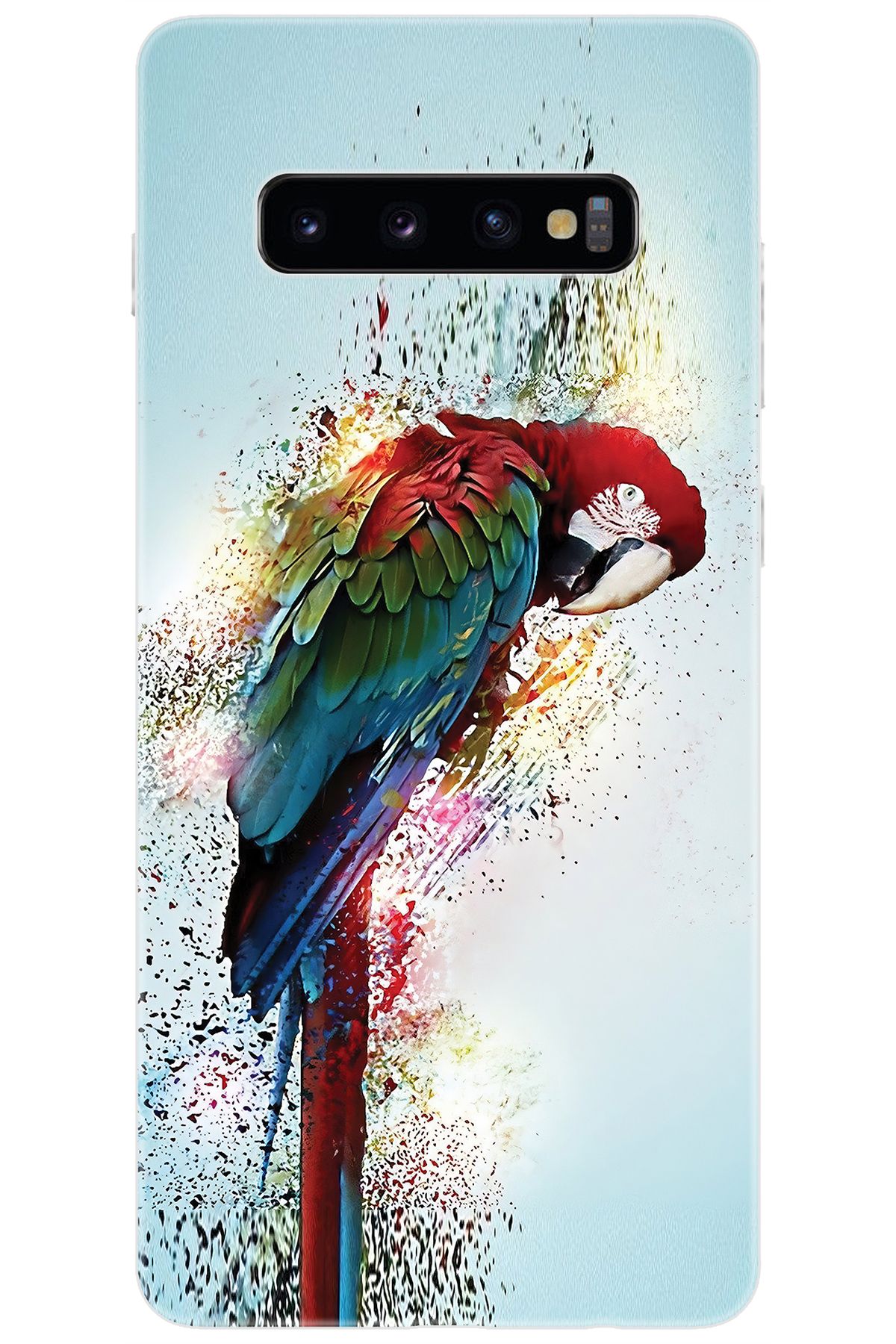 Ceppare Samsung Galaxy S10 PLUS (SM-G975F) Uyumlu Kılıf Desen Baskılı Silikon Papağan STK:562 CP-c0WfOde