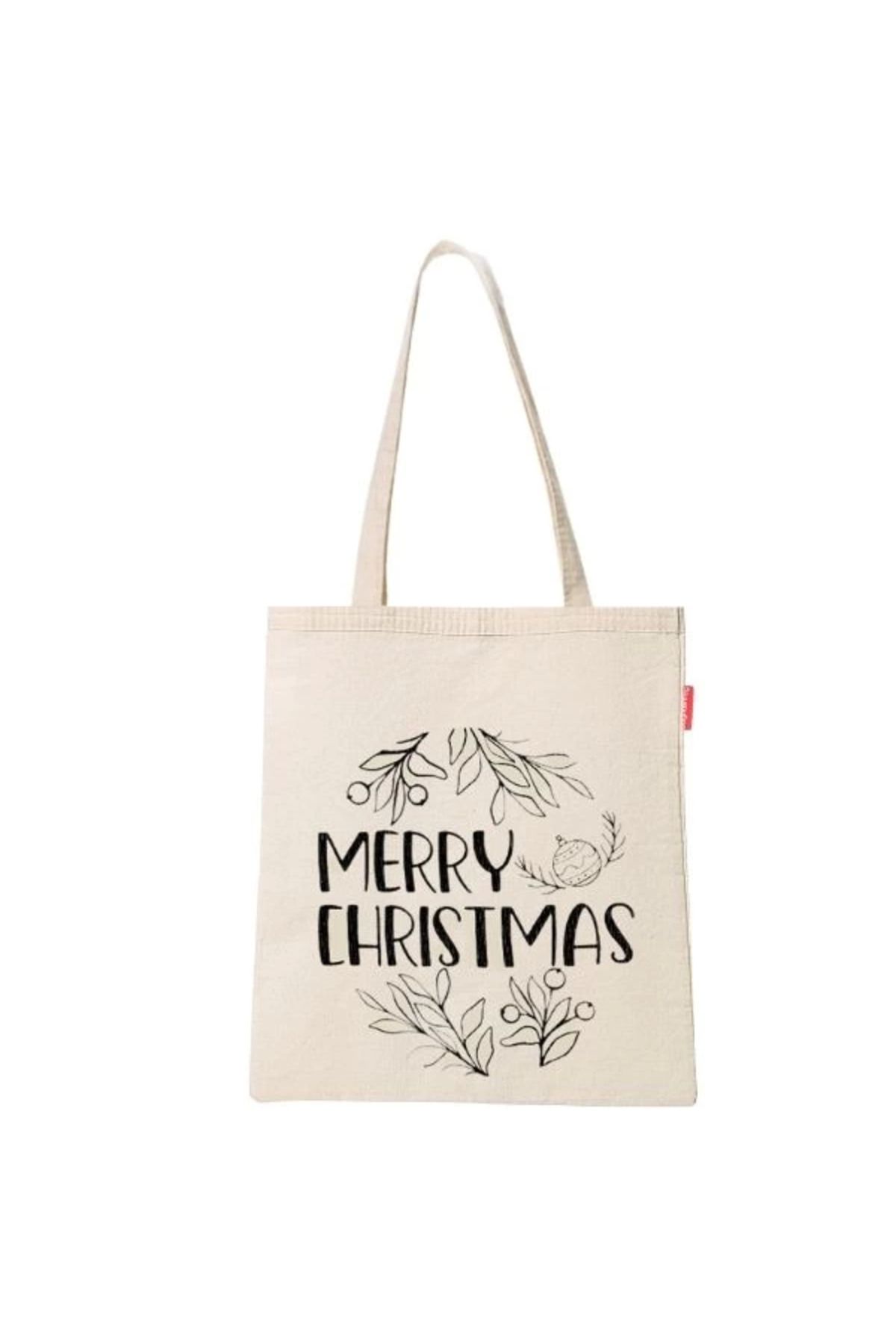Angoravi Baghashtag Merry Christmas Baskılı Bez Çanta