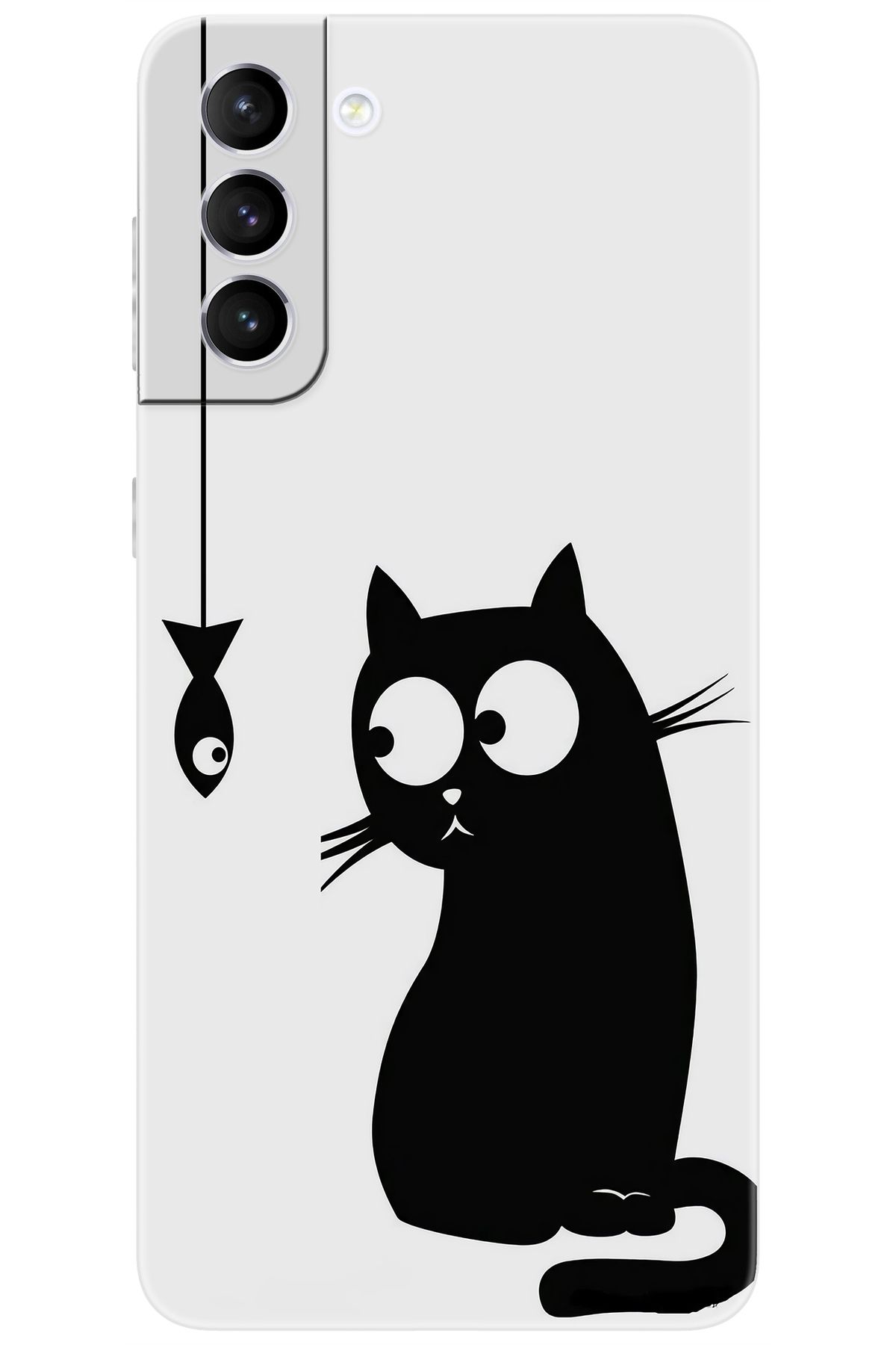 Ceppare Samsung Galaxy S21 PLUS (SM-G996B) Uyumlu Kılıf Desen Baskı Silikon Balık ve Kedi STK:747 CP-PtrN8uN