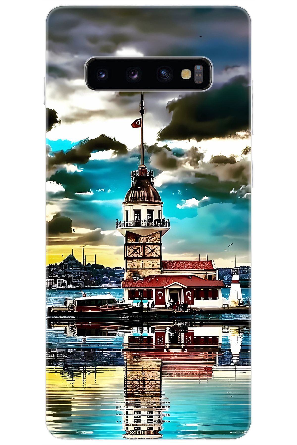 Ceppare Samsung Galaxy S10 PLUS (SM-G975F) Uyumlu Kılıf Desen Baskılı Silikon Kız Kulesi STK:692 CP-eGBadQI