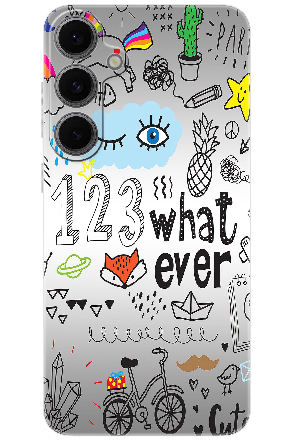 Ceppare Samsung Galaxy S24 FE (SM-S721B) Uyumlu Kılıf Desen Baskılı Silikon 123WHAT Ever STK:334 CP-UizZIEO