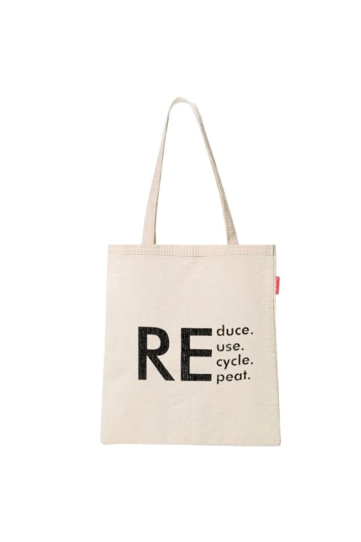 Angoravi Baghashtag Reduce Reuse Recycle Repat Baskılı Bez Çanta