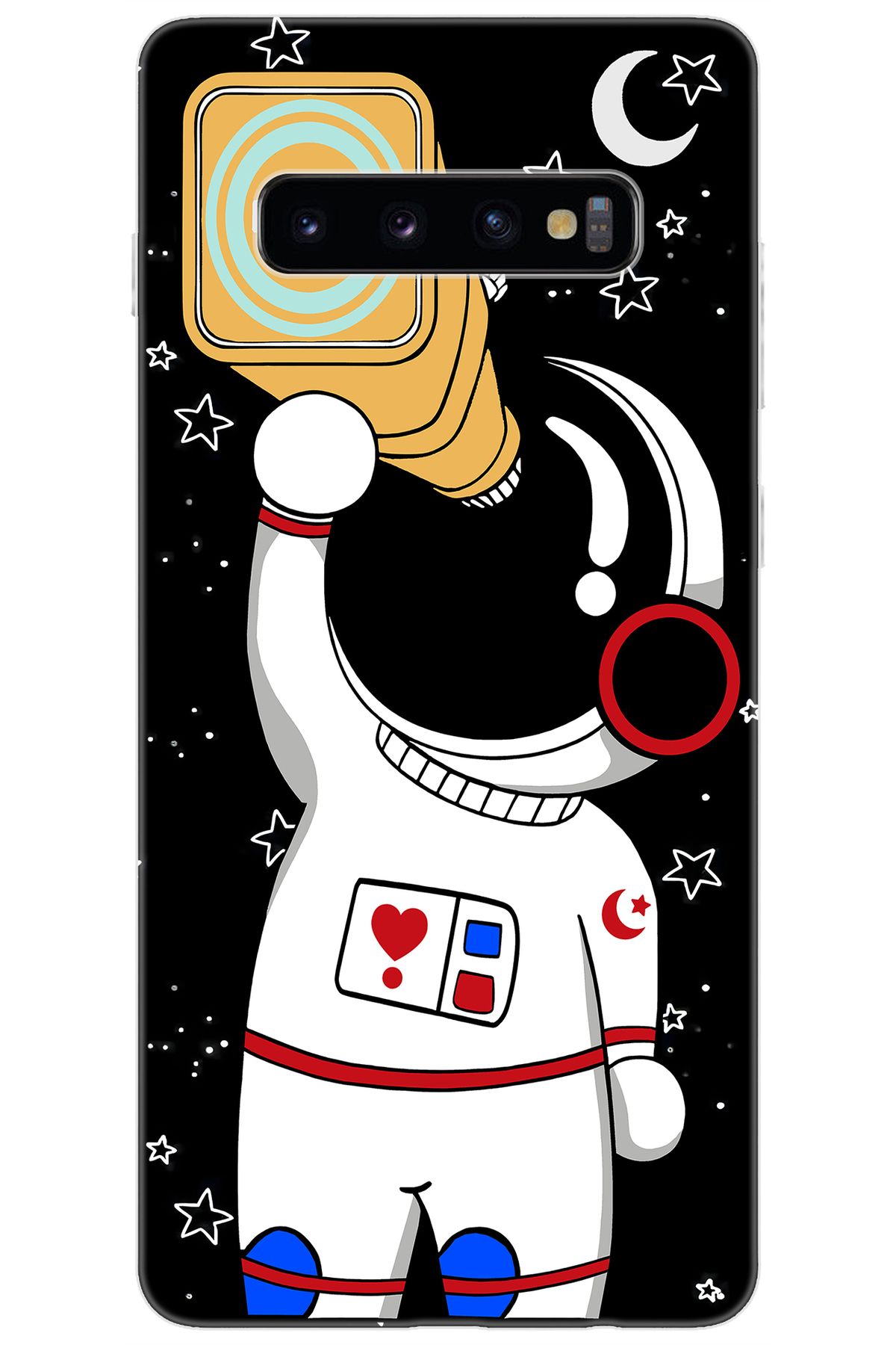 Ceppare Samsung Galaxy S10 PLUS (SM-G975F) Uyumlu Kılıf Desen Silikon Sevimli Astronot STK:100 CP-LyEHwKv