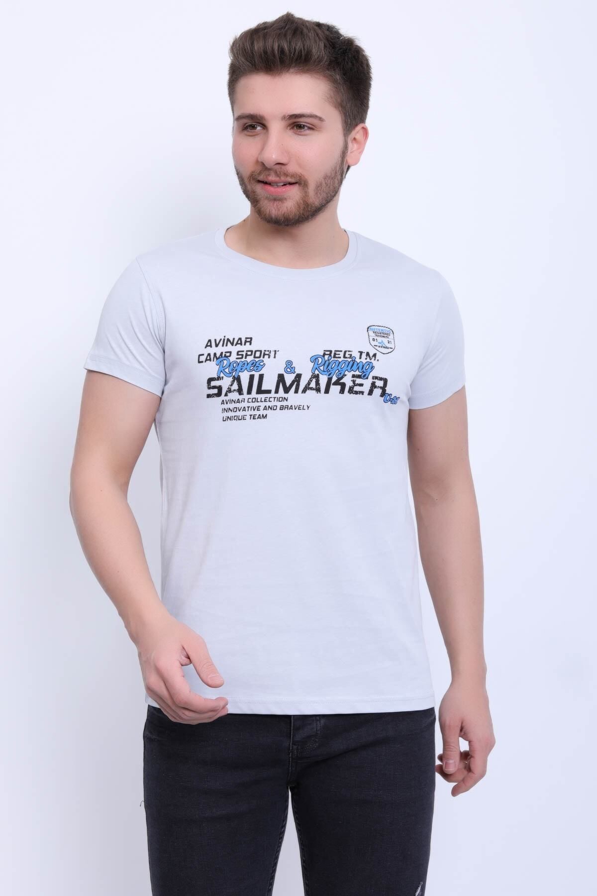 Avinar Unisex Bisiklet Yaka Baskılı T-shirt