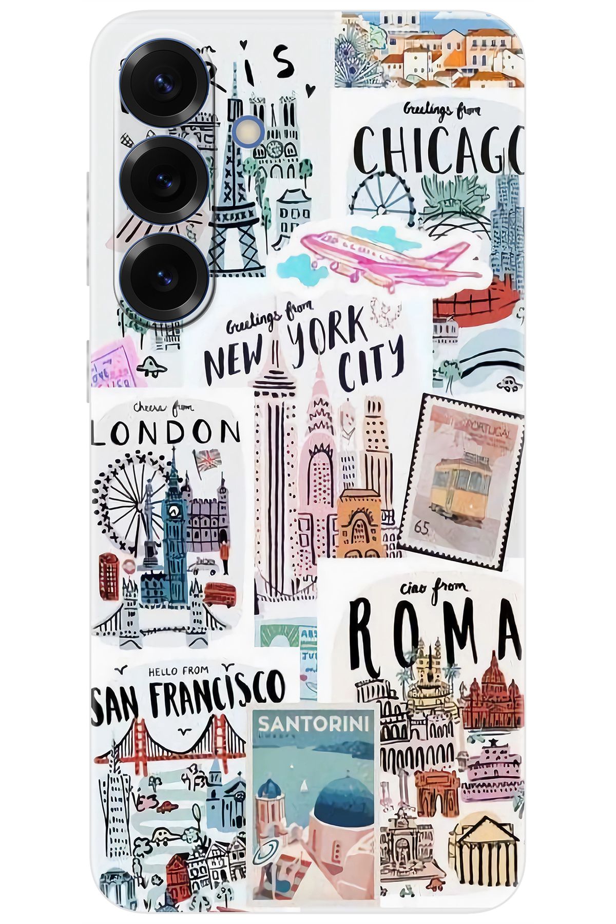 Ceppare Samsung Galaxy S25 PLUS (SM-S936B) Uyumlu Kılıf Desen Silikon Newyork Roma London STK:624 CP-k22PfWl