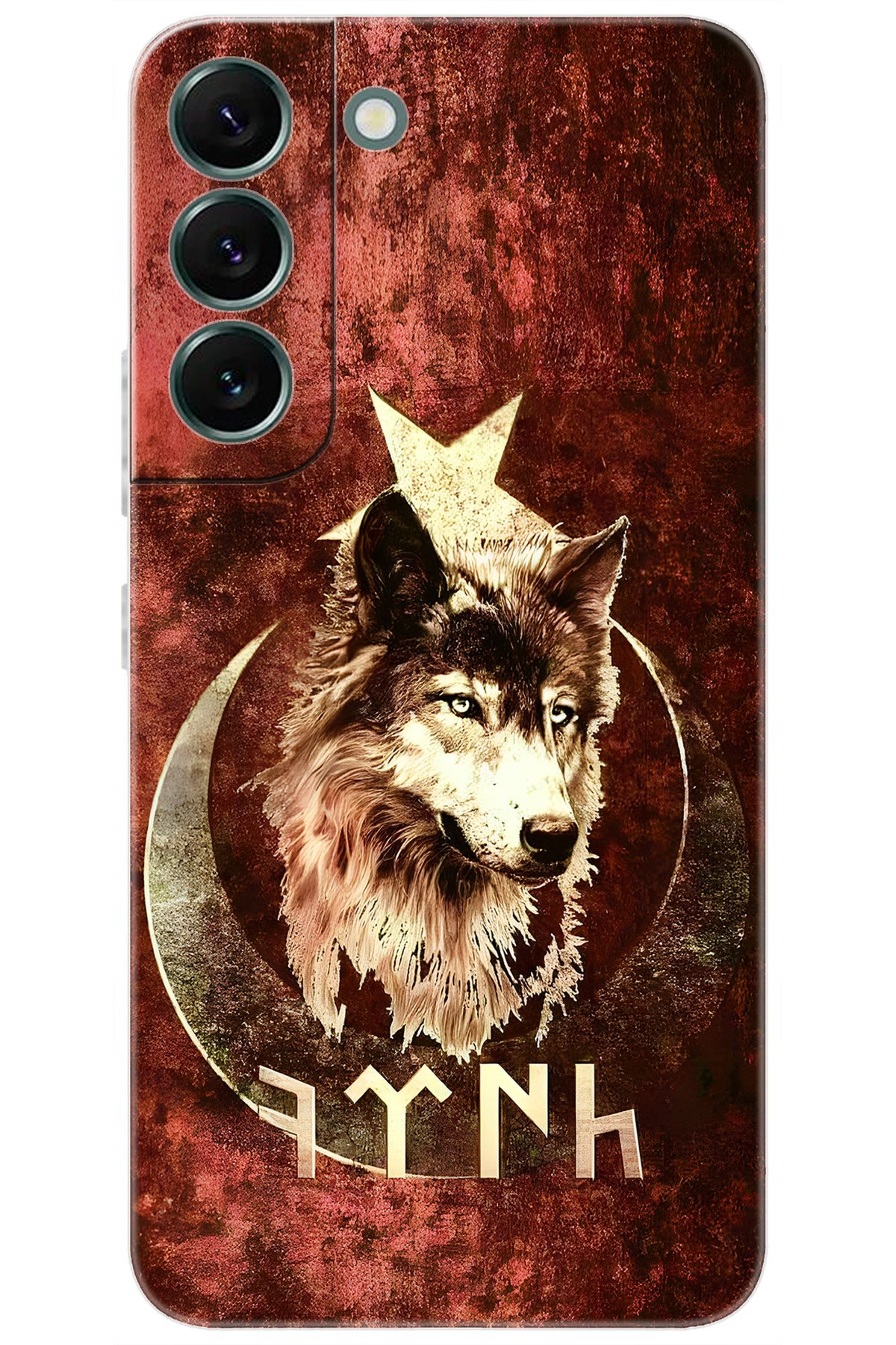 Ceppare Samsung Galaxy S22 PLUS (SM-S906E) Uyumlu Kılıf Desenli Silikon Kurt ve Göktürkçe STK:385 CP-medVCoF