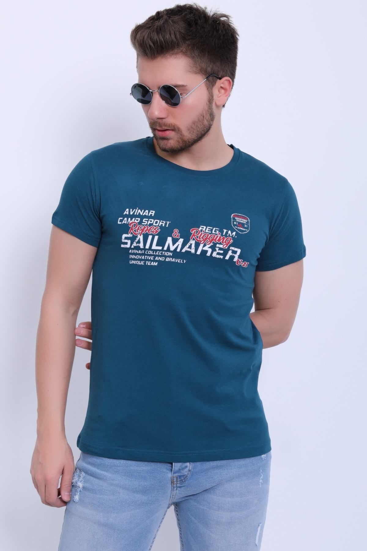Avinar Unisex Bisiklet Yaka Baskılı T-shirt