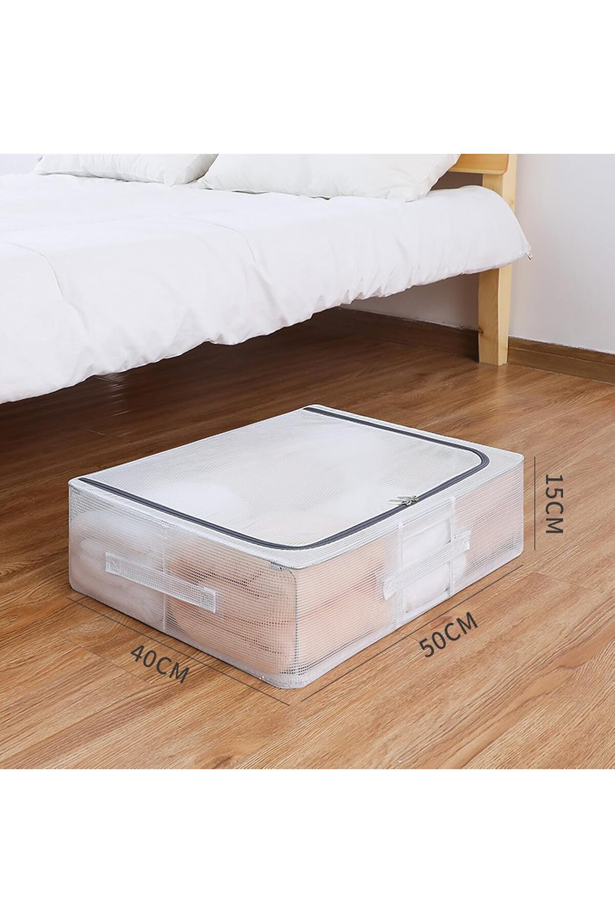 Generic-Maykela Under Bed Storage Box Foldable Storage Bag Organizer with Reinforced Handle Clear Window Fo 2