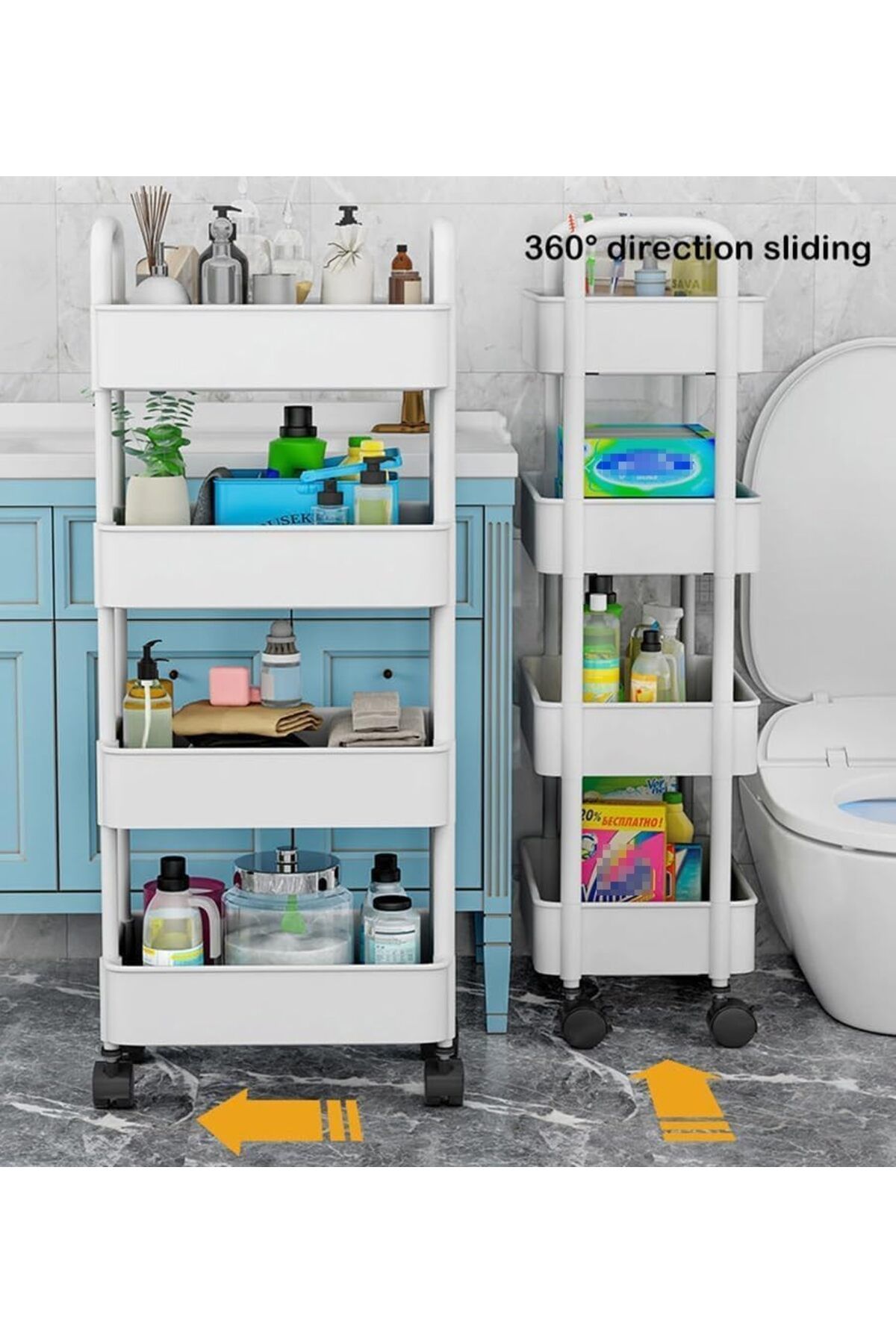 Generic-Thickened Storage Rack with Wheels, Large Capacity Shelves, Plastic Multi-Layer Shelf Unit Rolling 7