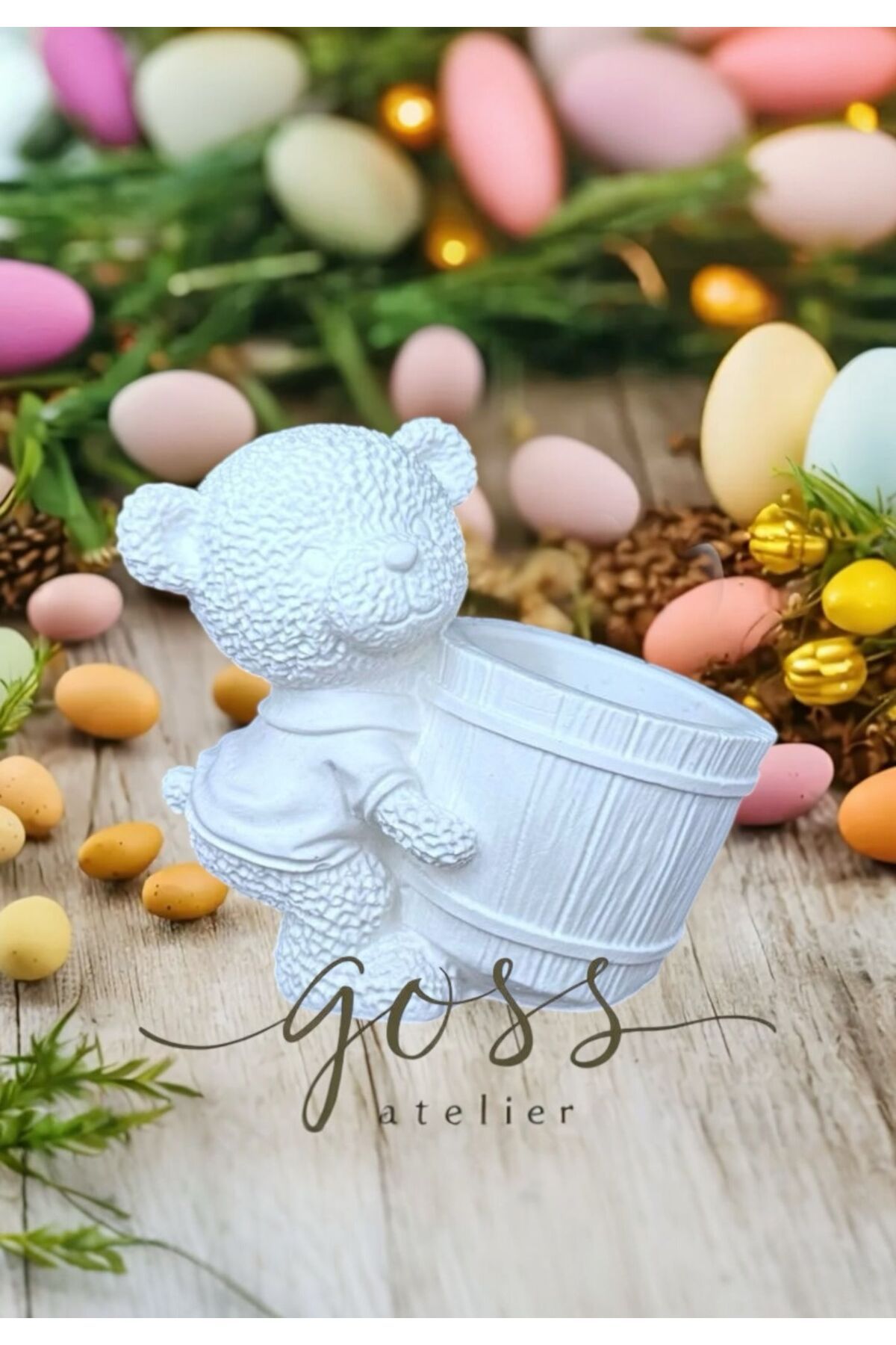 goss atelier Sepetli Ayıcık tealight, mum