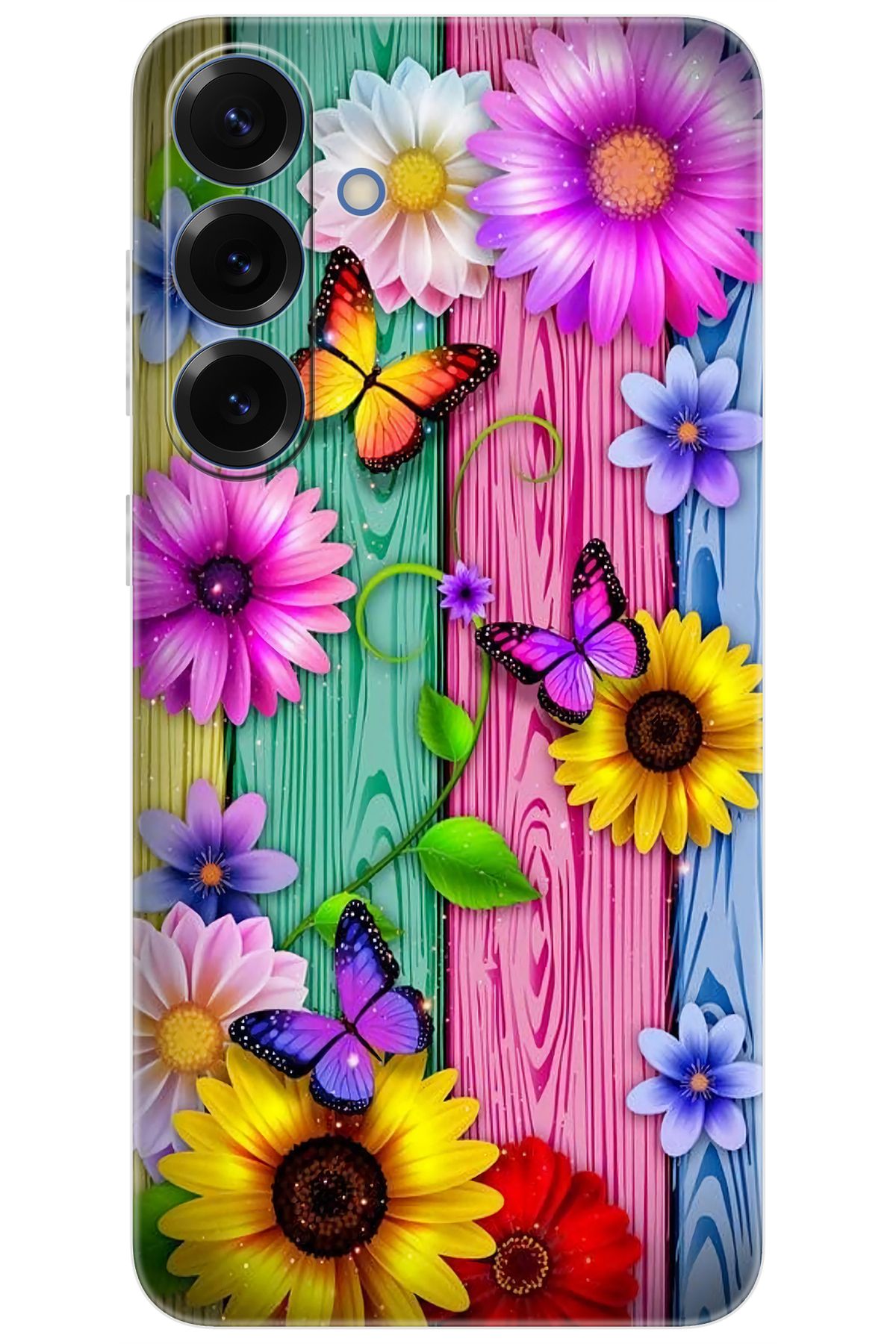 Ceppare Samsung Galaxy S25 PLUS (SM-S936B) Uyumlu Kılıf Silikon Renkli Papatya Kelebek STK:719 CP-7HmDO08
