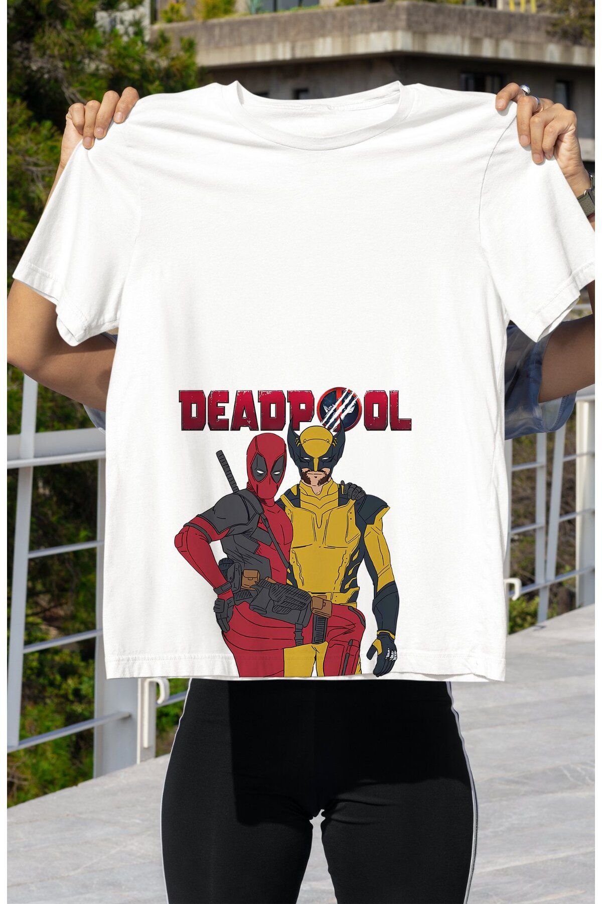 Fuddy Moda Unisex Deadpool Yazılı Tişört, Oversize Deadpool Wolverine Baskılı T-shirt