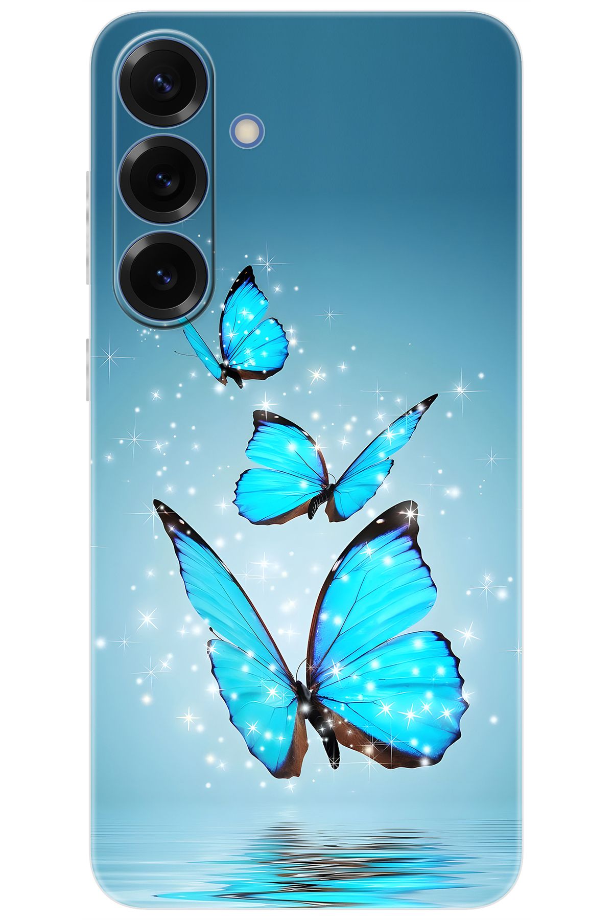 Ceppare Samsung Galaxy S25 PLUS (SM-S936B) Uyumlu Kılıf Desen Baskı Silikon Mavi Kelebek STK:710 CP-ZgS3Flb
